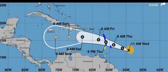 Tormenta Kirk sube vientos a 96.5 kilómetros y podría dejar lluvias el sábado en RD