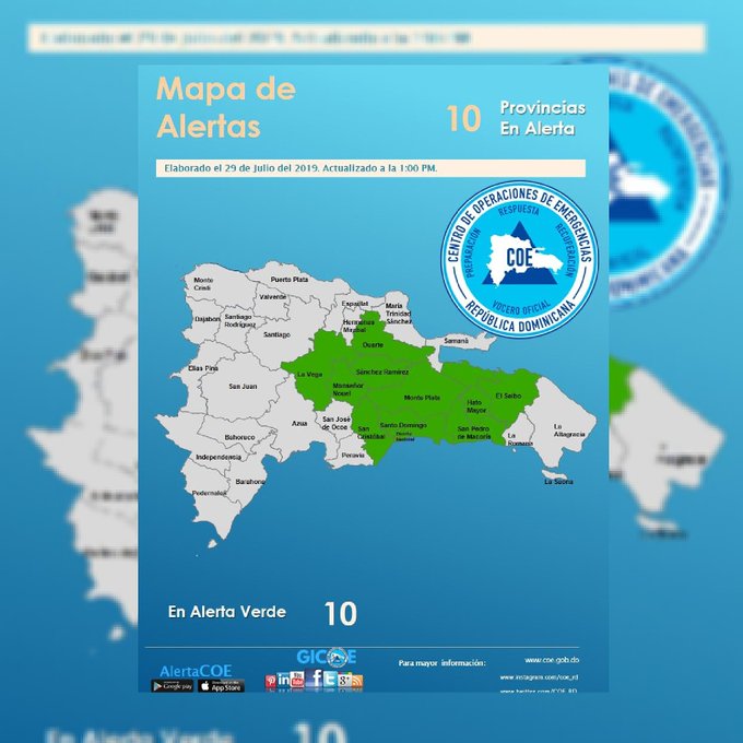 El COE emite alerta para diez provincias por vaguada y onda tropical